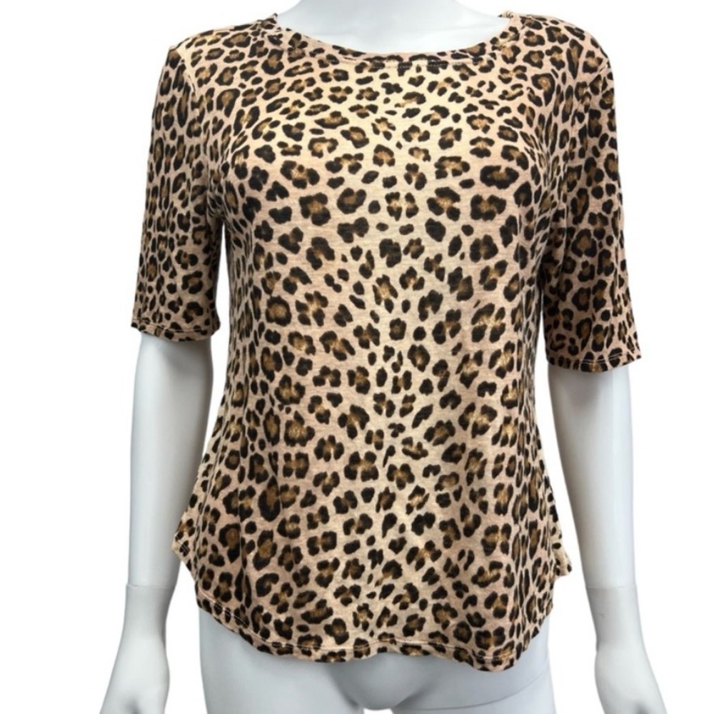 Rebecca Taylor Linen Animal Print elbow length XS blouse